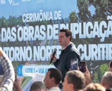 O governador Carlos Massa Ratinho Junior e o ministro dos Transportes, Renan Filho, participam nesta quarta-feira (18) do anúncio do início da duplicação do Contorno Norte de Curitiba.