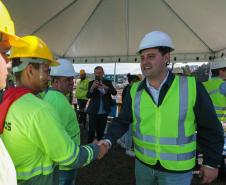 O governador Carlos Massa Ratinho Junior e o ministro dos Transportes, Renan Filho, participam nesta quarta-feira (18) do anúncio do início da duplicação do Contorno Norte de Curitiba.