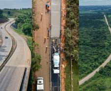 MONTAGEM FEITA COM IMAGENS DE OBRAS DE RODOVIAS