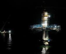 Obras noturnas na Ponte de Guaratuba 