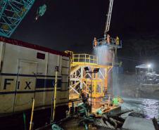 Obras noturnas na Ponte de Guaratuba 