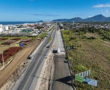 Obras da duplicação em concreto da PR-412 entre Matinhos e Pontal do Paraná