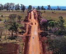 Obras na Avenida Paraná, que liga a cidade ao Porto de Maringá.
