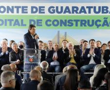cerimônia de lançamento do edital de construção da Ponte de Guaratuba
