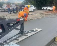 PR-151 entre Ponta Grossa e Palmeira, obra de restauração em concreto (whitetopping)