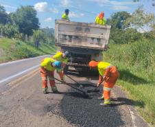  PR-424 entre Salto do Itararé e Siqueira Campos recebe serviços do DER/PR 