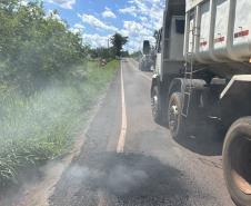 PR-485, entre Pérola e Cafezal do Sul, recebe conservação do pavimento