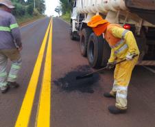 DER/PR começa a realizar melhorias no pavimento em rodovia entre Altônia e Iporã