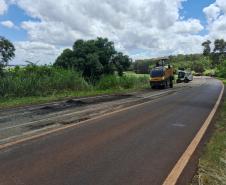 DER/PR recupera PR-218 entre Santo Antônio do Paraíso e São Sebastião da Amoreira