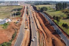 Duplicação da BR-277 em Guarapuava desvia tráfego de veículos para as marginais Foto: Ari Dias/AEN