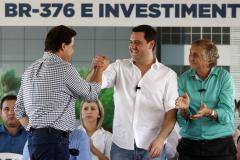 Governador Carlos Massa Ratinho Junior, libera quase R$ 60 milhões para dois viadutos e o Paço Municipal de Sarandi . Obras prometem melhorar a mobilidade urbana do município e de toda a região metropolitana de Maringá, além de centralizar os serviços públicos à população em um só local. Foto: Albari Rosa/AEN