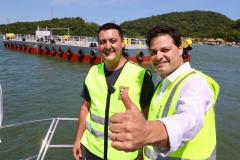 Obra da Ponte de Guaratuba-Matinhos recebe nova balsa de apoio marítimo  Foto: Rodrigo Félix Leal/SEILPR