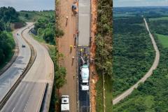 MONTAGEM FEITA COM IMAGENS DE OBRAS DE RODOVIAS