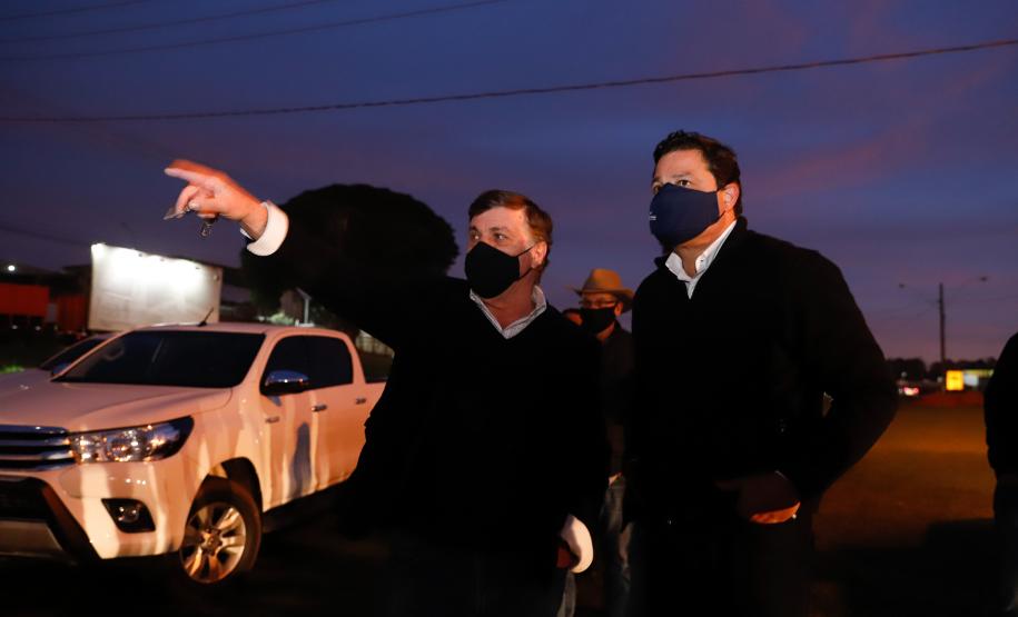 O secretário de Infraestrutura e Logística, Sandro Alex, inspeciona as obras do Trevo Gauchão e duplicação da PR-323, em Umuarama - Umuarama, 19/07/2021 - Foto: Rodrigo Félix Leal/Infraestrutura