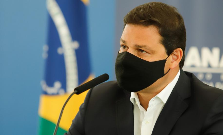 O secretário de Infraestrutura e Logística, Sandro Alex, atende a imprensa nesta quinta-feira (5) para esclarecer a nova modelagem das concessões de rodovias do Paraná. 05/08/2021. Foto: Rodrigo Félix Leal / INFRA