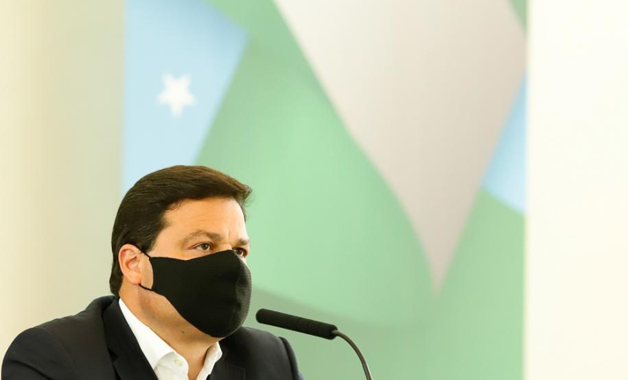 O secretário de Infraestrutura e Logística, Sandro Alex, atende a imprensa nesta quinta-feira (5) para esclarecer a nova modelagem das concessões de rodovias do Paraná. 05/08/2021. Foto: Rodrigo Félix Leal / INFRA