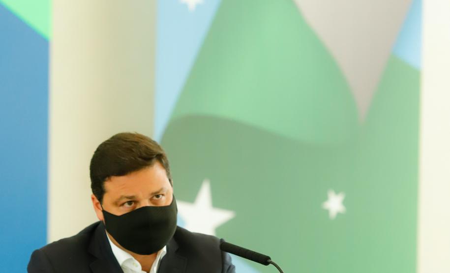 O secretário de Infraestrutura e Logística, Sandro Alex, atende a imprensa nesta quinta-feira (5) para esclarecer a nova modelagem das concessões de rodovias do Paraná. 05/08/2021. Foto: Rodrigo Félix Leal / INFRA