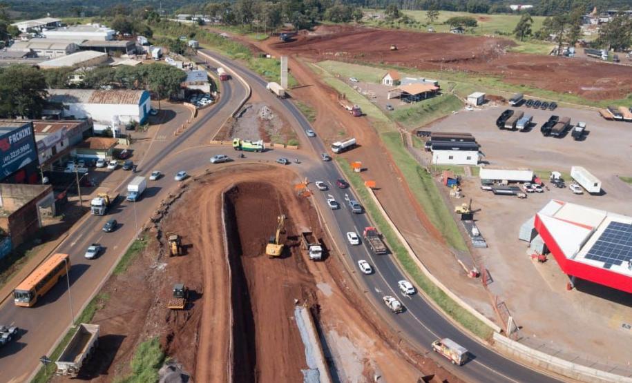 Obra do novo Trevo Cataratas de Cascavel chega a 80% de conclusão - Foto: DER-PARANÁ