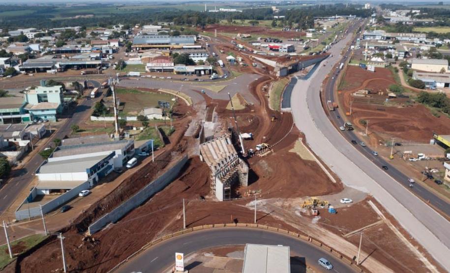 Obra do novo Trevo Cataratas de Cascavel chega a 80% de conclusão - Foto: DER-PARANÁ