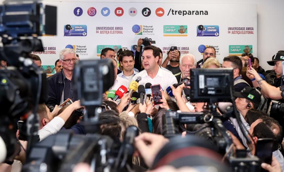 Ratinho Junior é reeleito com 69,6% dos votos e apoio de mais de 4 milhões de paranaenses Foto: Rodrigo Félix Leal / SEIL