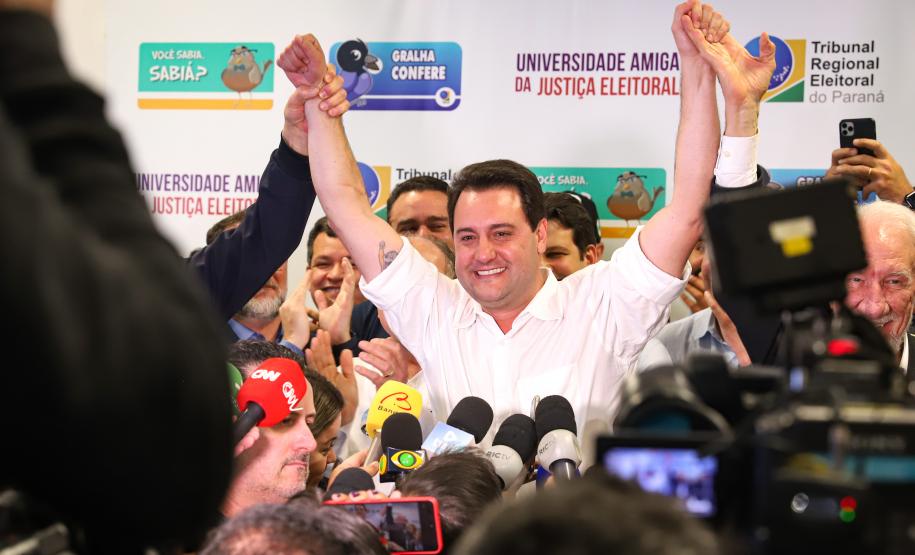 Ratinho Junior é reeleito com 69,6% dos votos e apoio de mais de 4 milhões de paranaenses Foto: Rodrigo Félix Leal / SEIL
