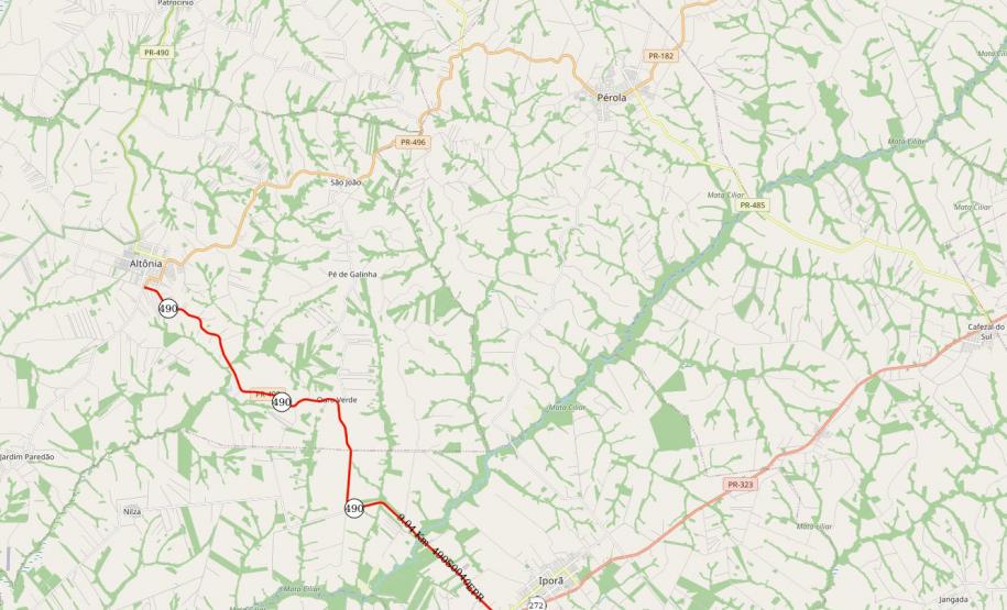 PR-490 Iporã - Altônia - Rodovia que liga Iporã e Altônia recebe reforço de sinalização - Foto: DER