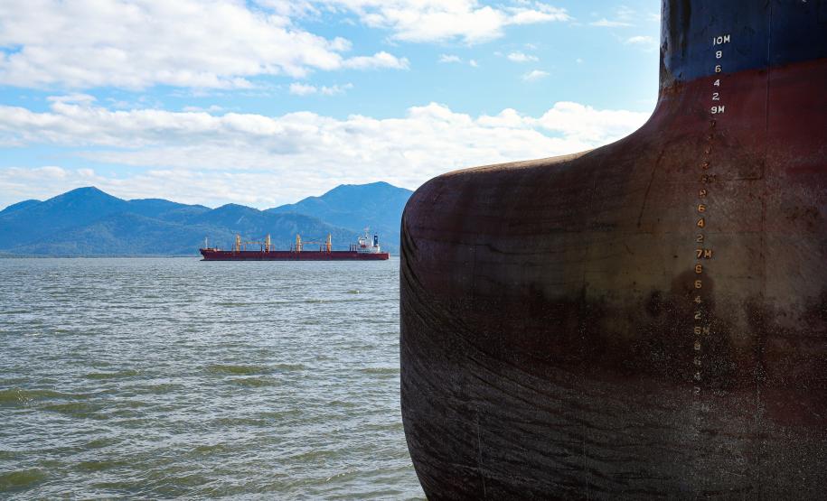 Porto de Paranaguá tem dez berços operando com calado maior e atrai navios cada vez maiores. Foto: Rodrigo Félix Leal / SEIL