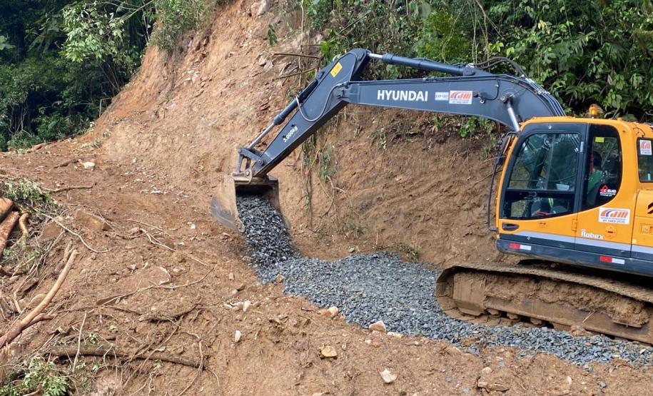Mesmo com as chuvas, obras na Estrada da Graciosa seguem em ritmo avançado Foto: DER