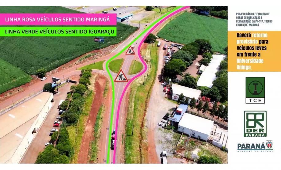 Desvio trevo PR-317 em Maringá Foto: DER