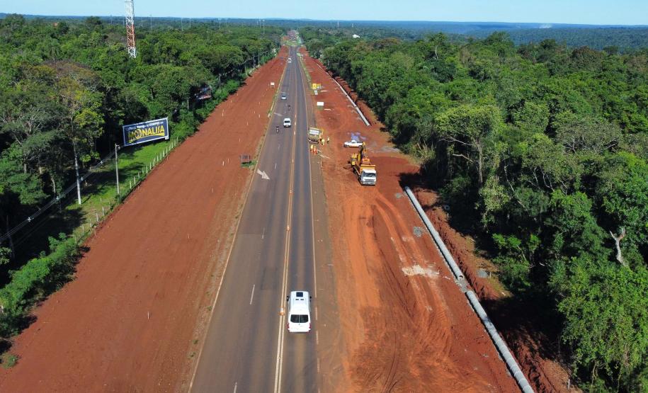 Com avanço dos projetos ambientais, medição mostra evolução da duplicação da Rodovia das Cataratas Foto: DER