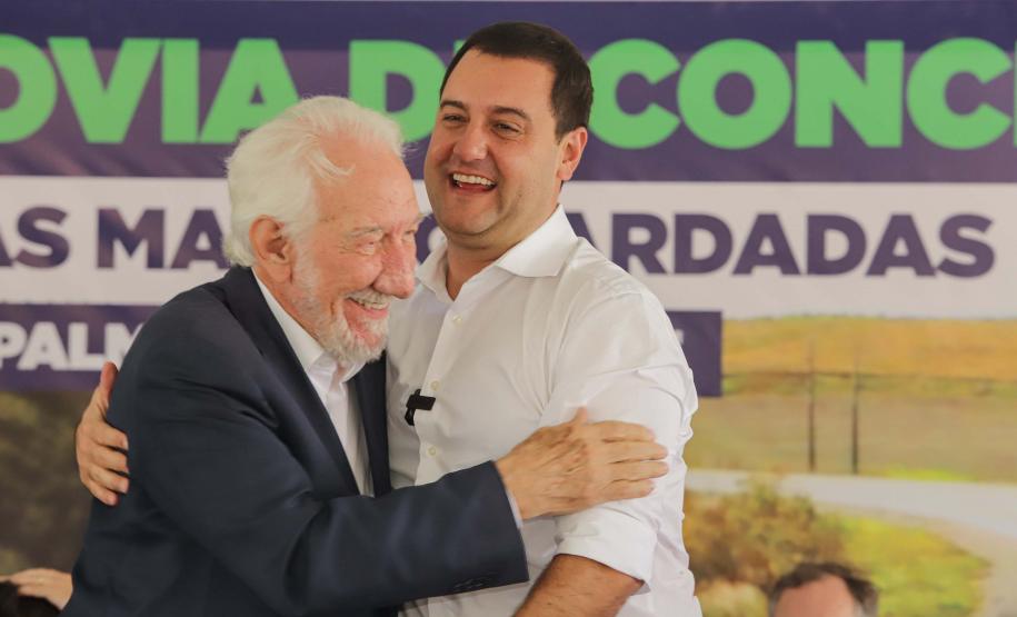 Palmas, 29 de março de 2023 - O governador Carlos Massa Ratinho Junior entrega a obra de revitalização da PRC-280, região Sudoeste. Foram restaurados 59,55 quilômetros (entre Palmas e a BR-153) com pavimento rígido de concreto. Foto: Roberto Dziura Jr/AEN