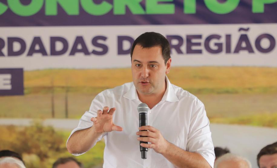 Palmas, 29 de março de 2023 - O governador Carlos Massa Ratinho Junior entrega a obra de revitalização da PRC-280, região Sudoeste. Foram restaurados 59,55 quilômetros (entre Palmas e a BR-153) com pavimento rígido de concreto. Foto: Roberto Dziura Jr/AEN