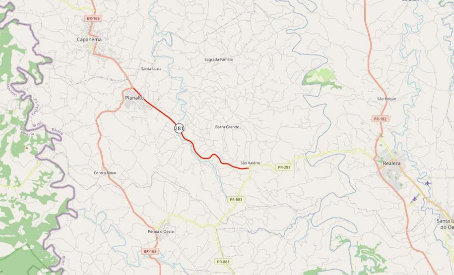 DER atende 50 mil habitantes com reforço de segurança viária da PR-281, no Sudoeste Foto: DER
