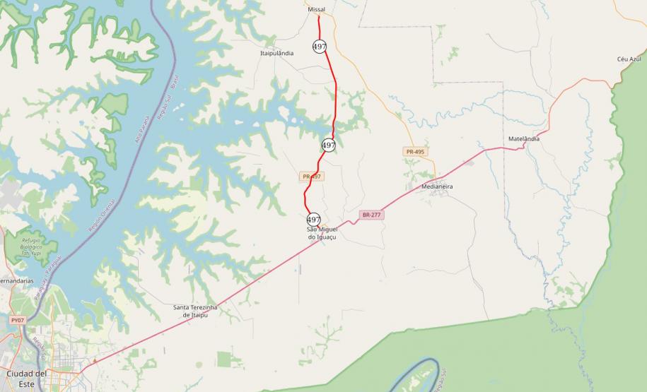 PR-497 Missal a São Miguel do Iguaçu conservação Foto: DER