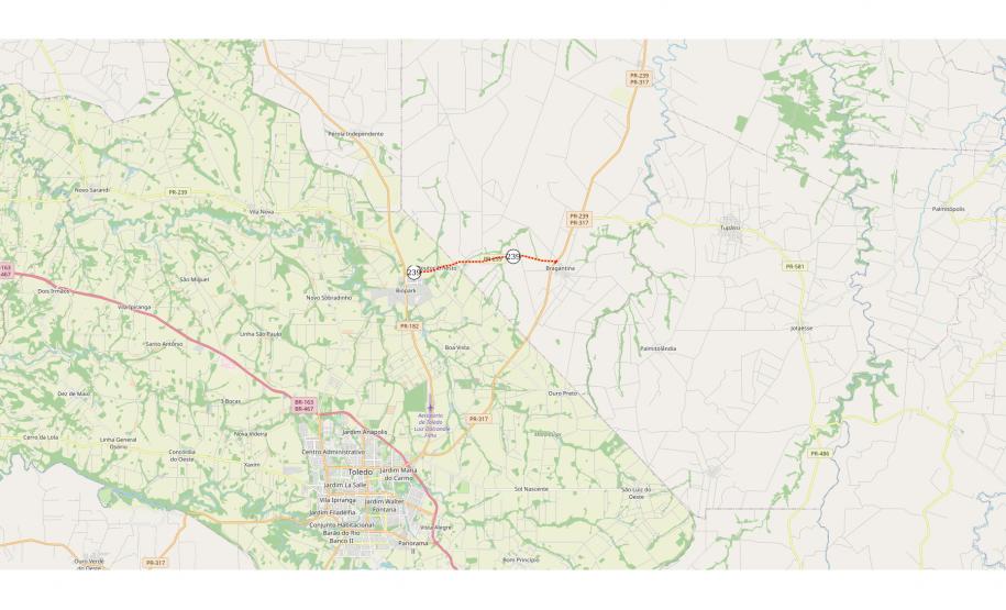 Pavimentação PR-239 Toledo - Bragantina Foto: DER