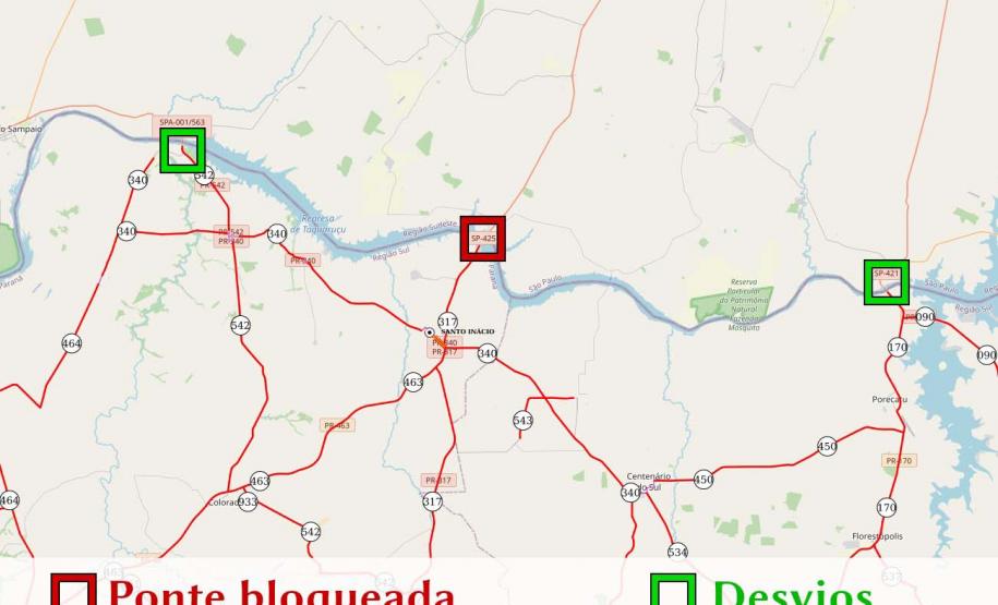 Governo paulista vai bloquear ponte sobre o Rio Paranapanema para reformas Foto: DER-PR