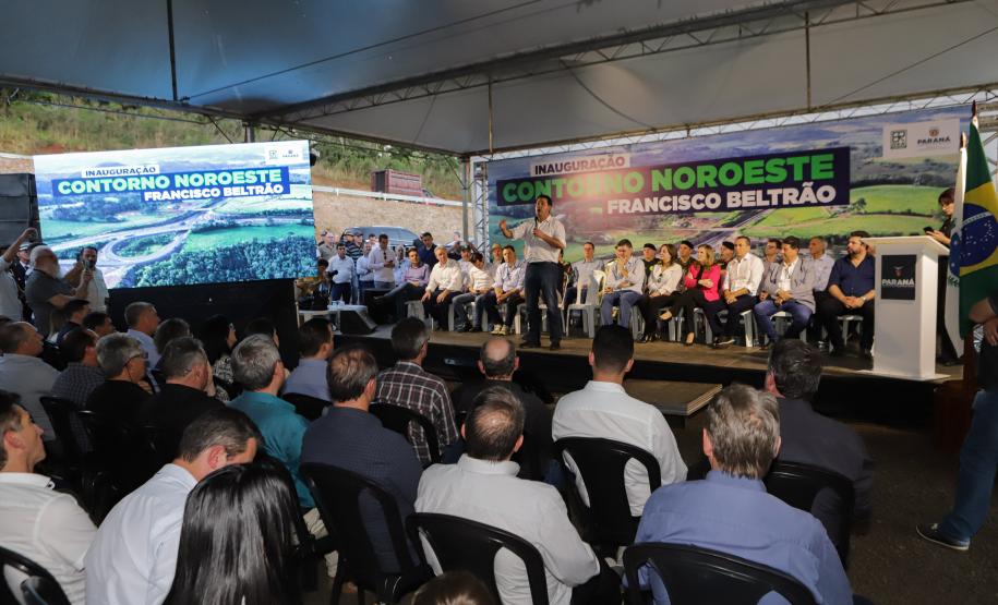 O governador Carlos Massa Ratinho Jr inaugura o Contorno de Francisco Beltrão. Foto: Roberto Dziura Jr/AEN
