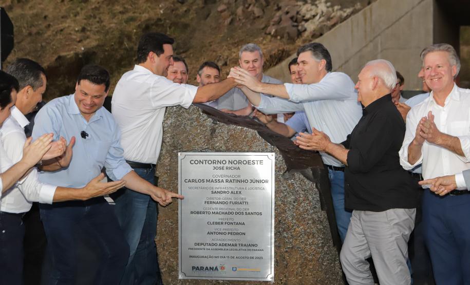 O governador Carlos Massa Ratinho Jr inaugura o Contorno de Francisco Beltrão. Foto: Roberto Dziura Jr/AEN