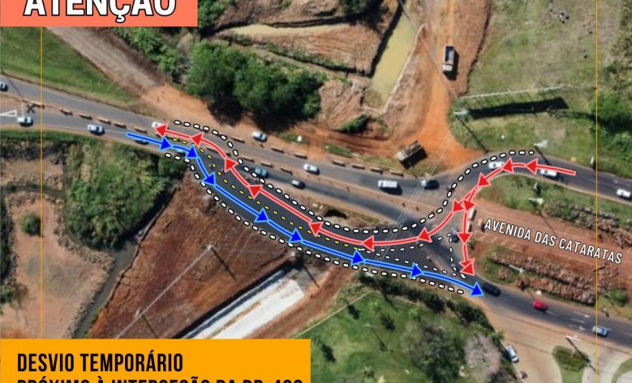 Serviços da nova Perimetral Leste de Foz do Iguaçu alteram tráfego na BR-469 Foto: DER-PR