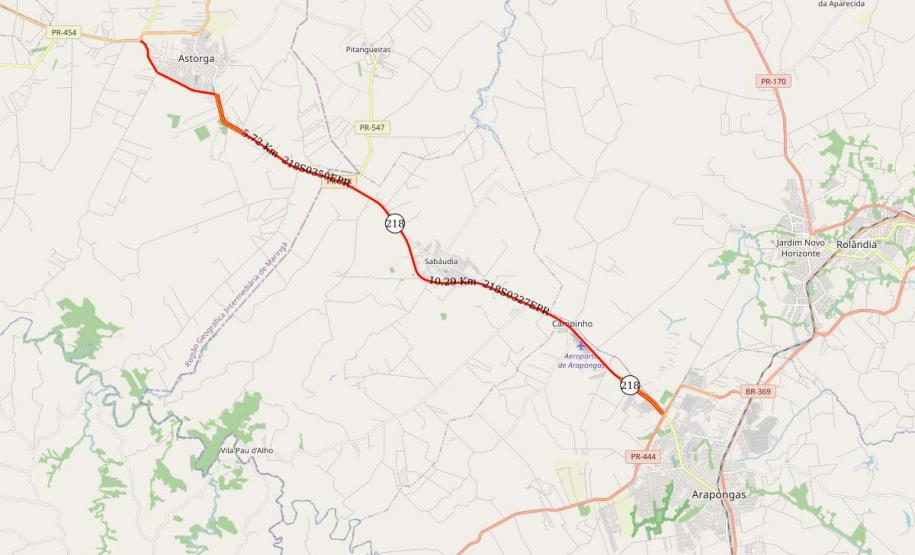 Ligação entre os municípios de Arapongas e Astorga recebe obras de conservação. Foto: DER