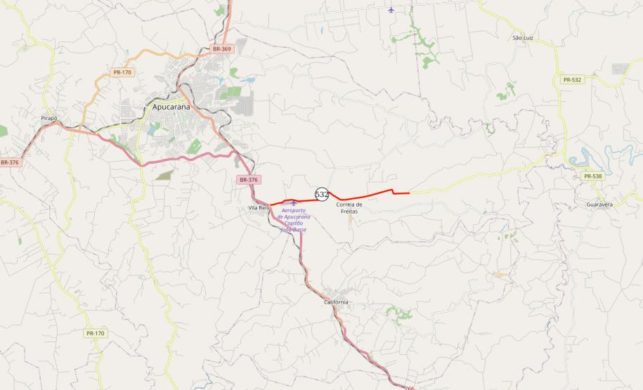 Melhorias em rodovia facilitam acesso ao aeroporto e a distrito de Apucarana Foto: DER