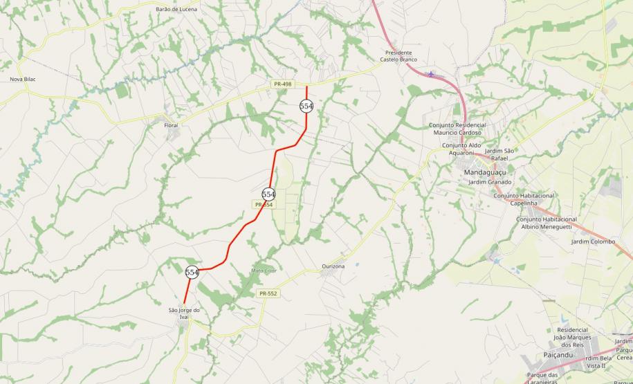 Com investimento de R$ 375,5 mil, DER-PR reforça sinalização viária em trecho da PR-554 Foto: DER-PR