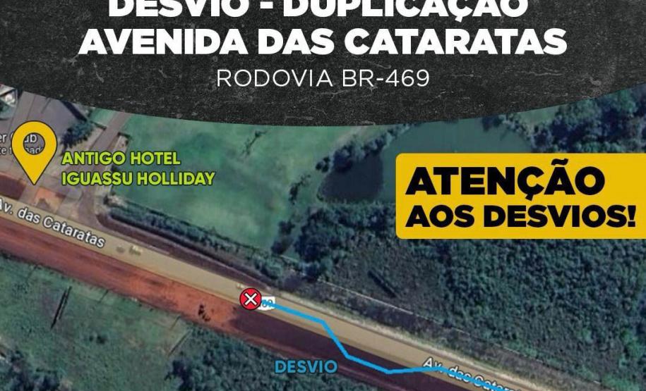 Duplicação da BR-469 tem novo desvio em Foz do Iguaçu a partir de segunda-feira Foto: DER-PR