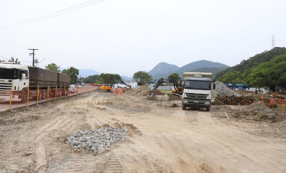 Avança a instalação de canteiros da obra da ponte Guaratuba-Matinhos Foto: Geraldo Bubniak/AEN