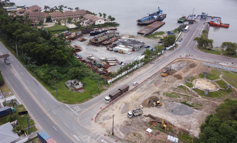 Avança a instalação de canteiros da obra da ponte Guaratuba-Matinhos Foto: Leonardo Sguarezi/SECOM