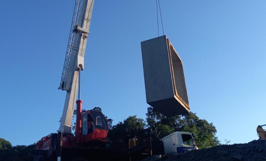 Obra de recuperação da rodovia de Entre Rios já tem novas galerias de concreto Foto: DER