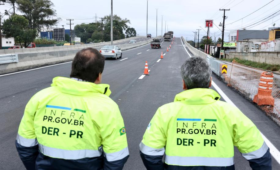 Novo viaduto de São José dos Pinhais tem pista superior liberada Foto: Rodrigo Félix Leal/SEIL-PR