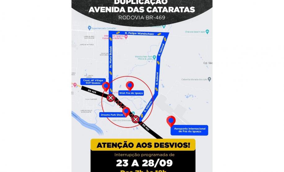 Mapa da Rodovia das Cataratas