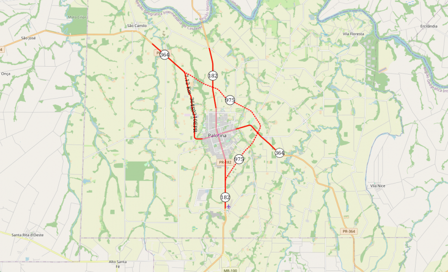 Mapa da obra contorno de palotina