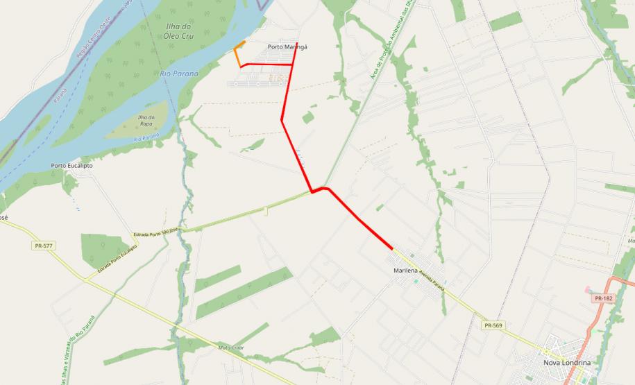 mapa da área que será pavimentada